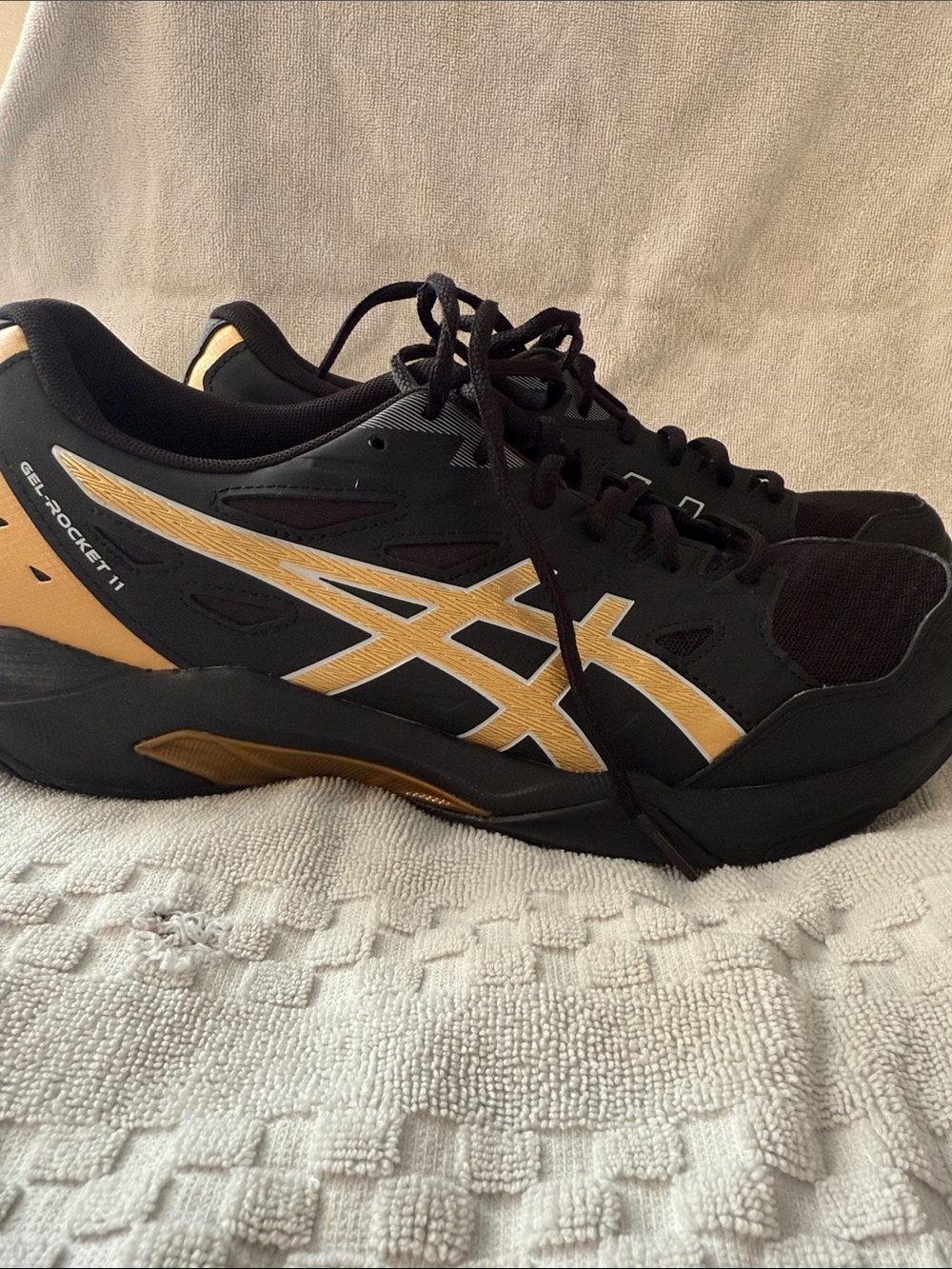 Asics Black and Gold Athletic GEL-Rocket 11 Shoes